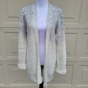 ruby moon Ombre Super Soft Open Cardigan Cream to Gray Metallic Gold Threads
